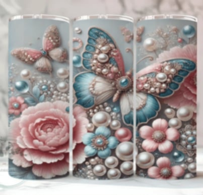 3d Floral Butterfly Tumbler