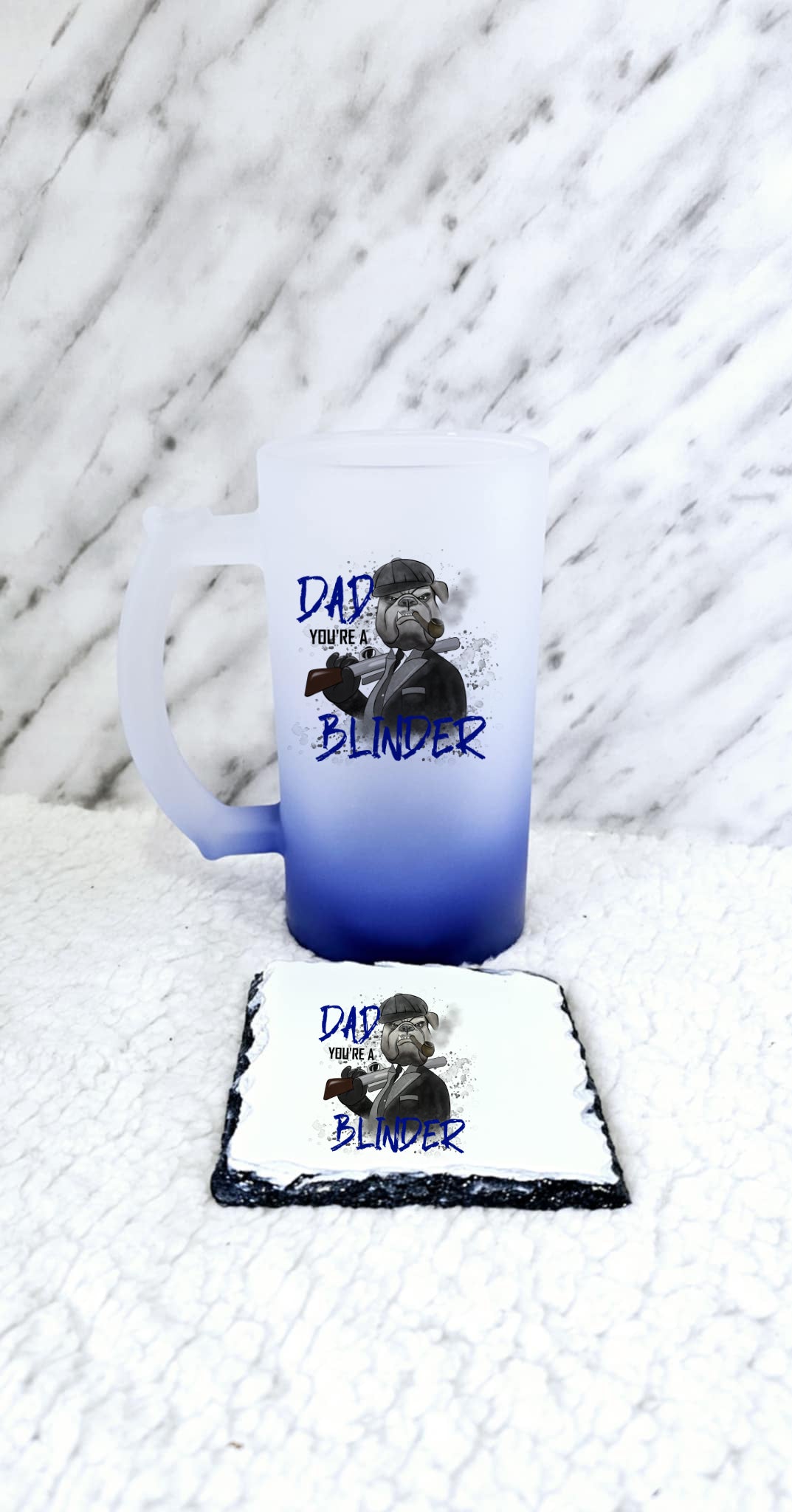 Personalised Frosted Glass Blinder Dog Stein