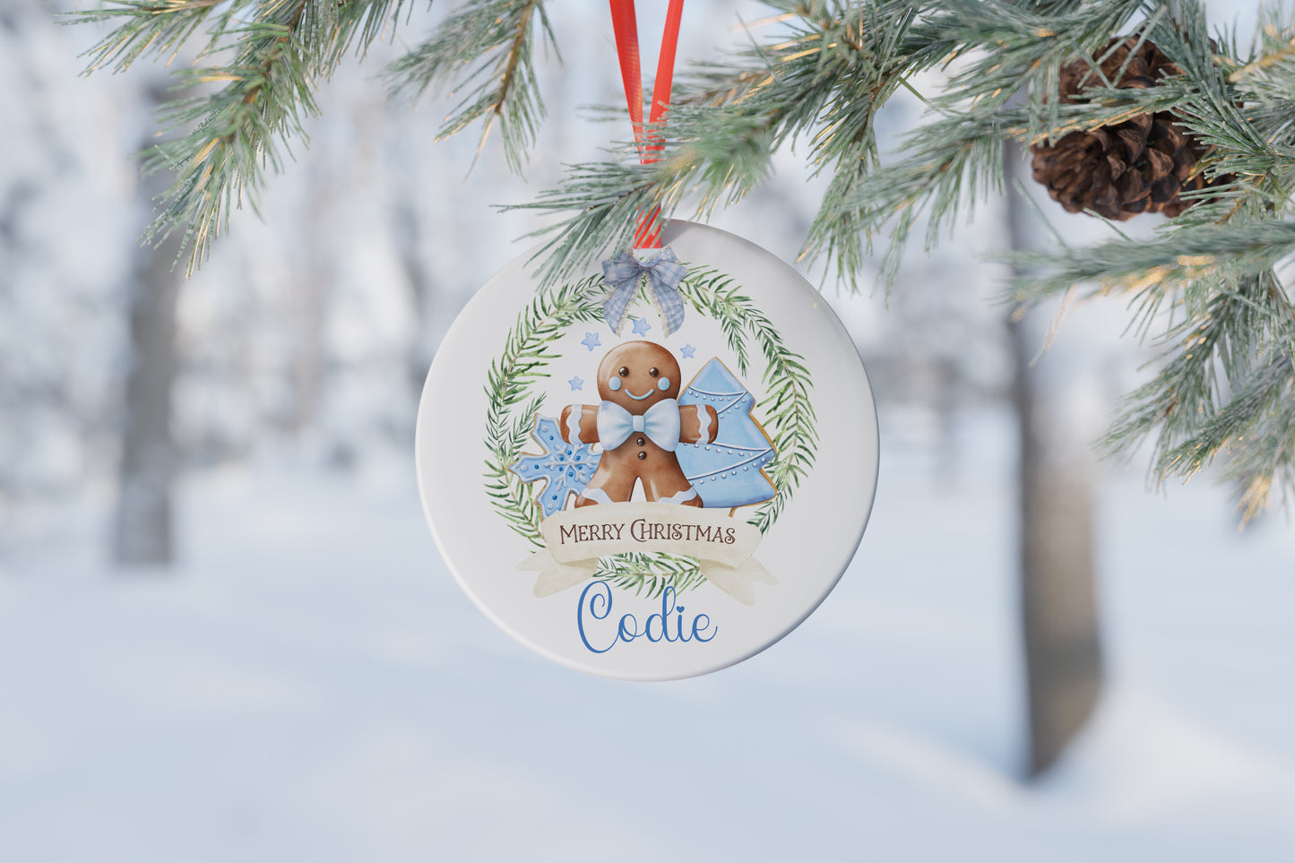 Personalised Christmas Gingerbread Wreath Bauble