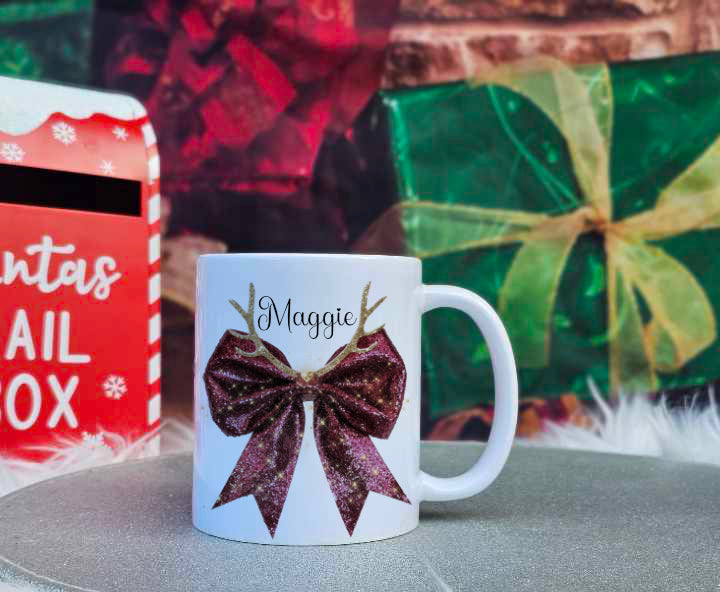 Personalised Christmas Family Bow Mugs