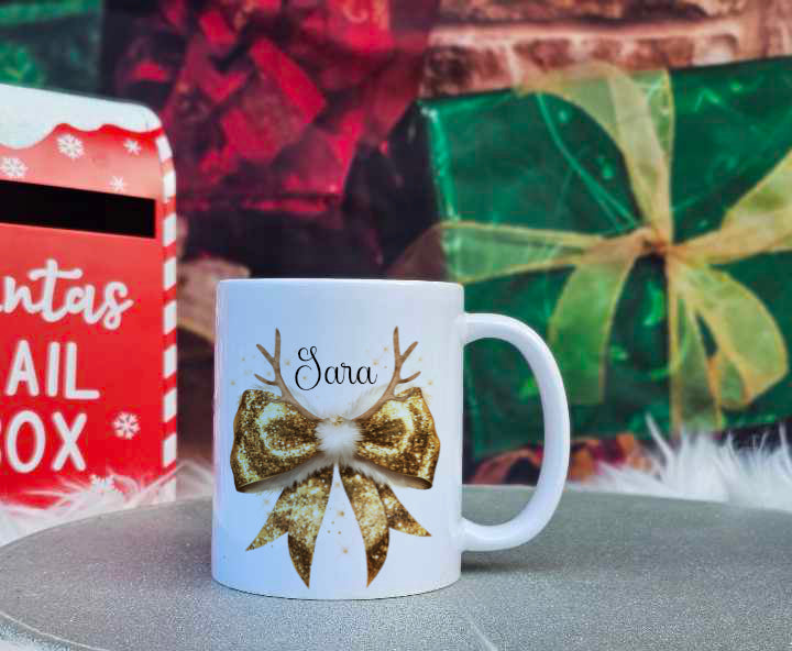 Personalised Christmas Family Bow Mugs