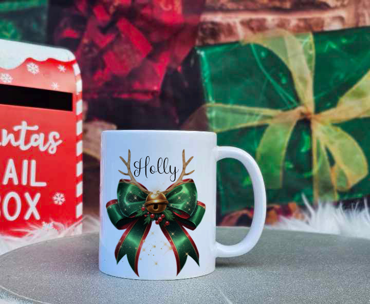 Personalised Christmas Family Bow Mugs