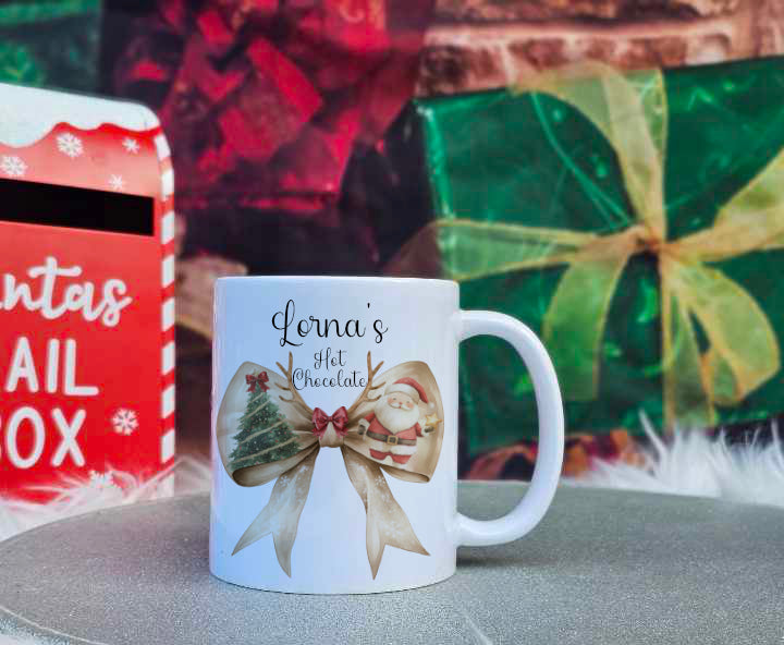 Personalised Christmas Family Bow Mugs