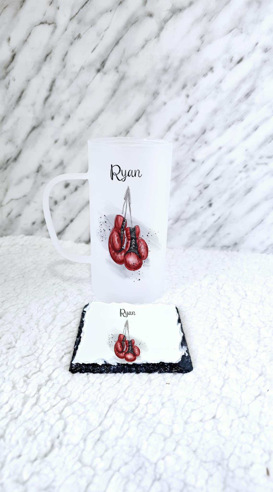 Personalised Frosted Glass Boxing Stein