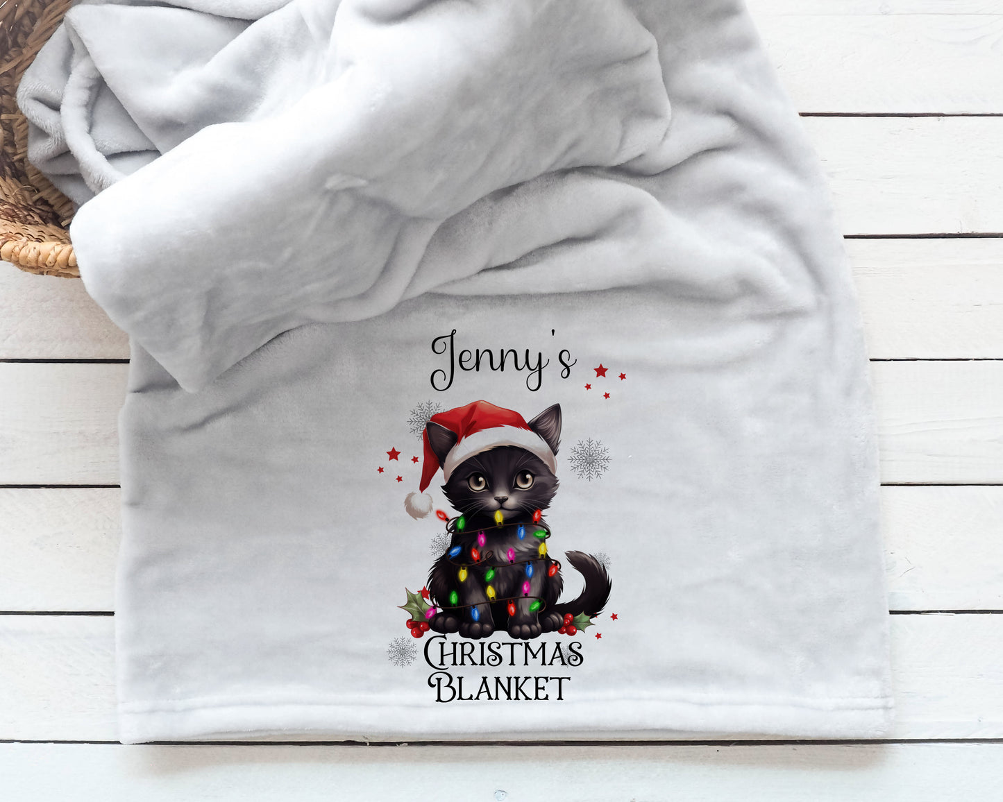 Personalised Cat Christmas Blanket