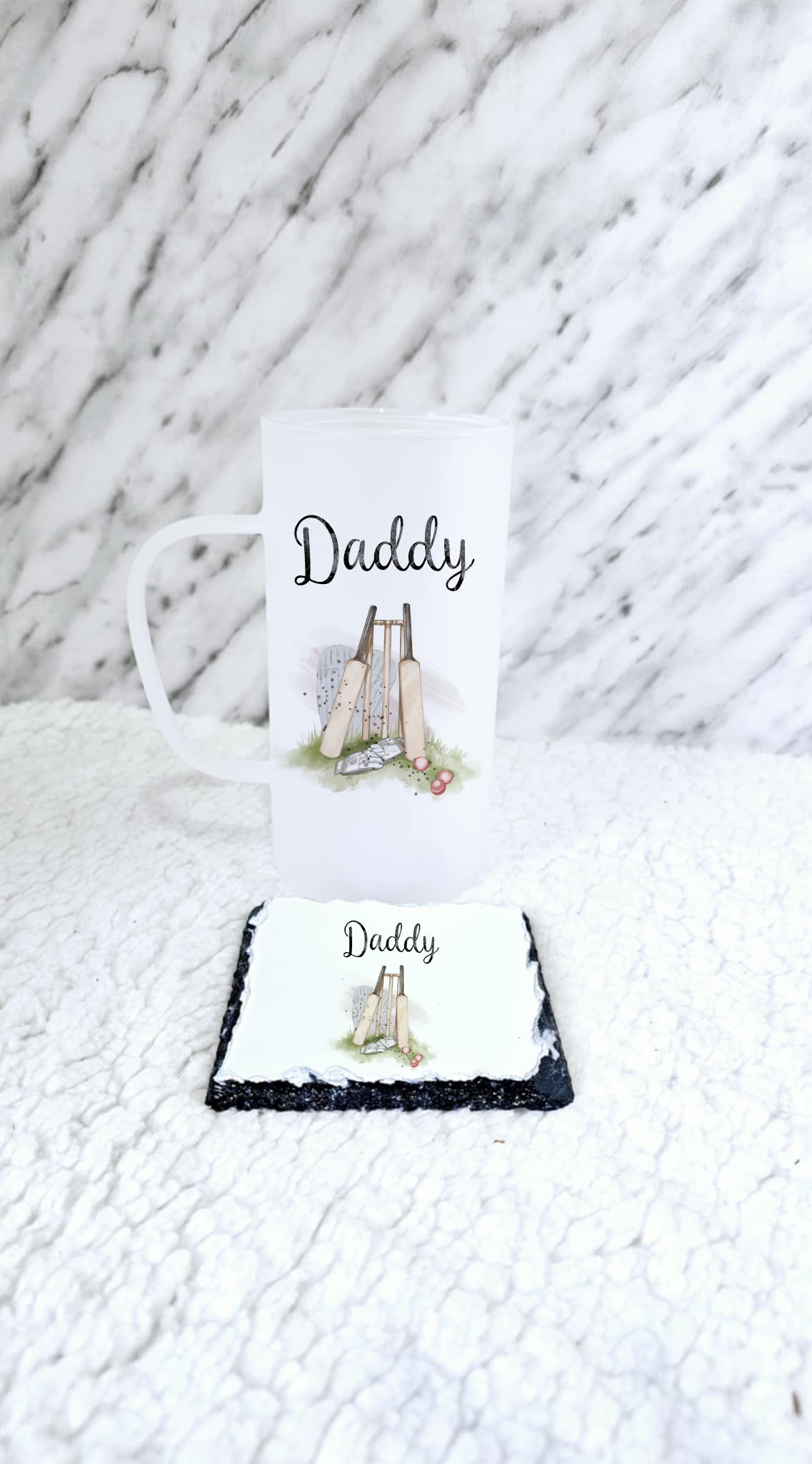 Personalised Frosted Glass Cricket Stein