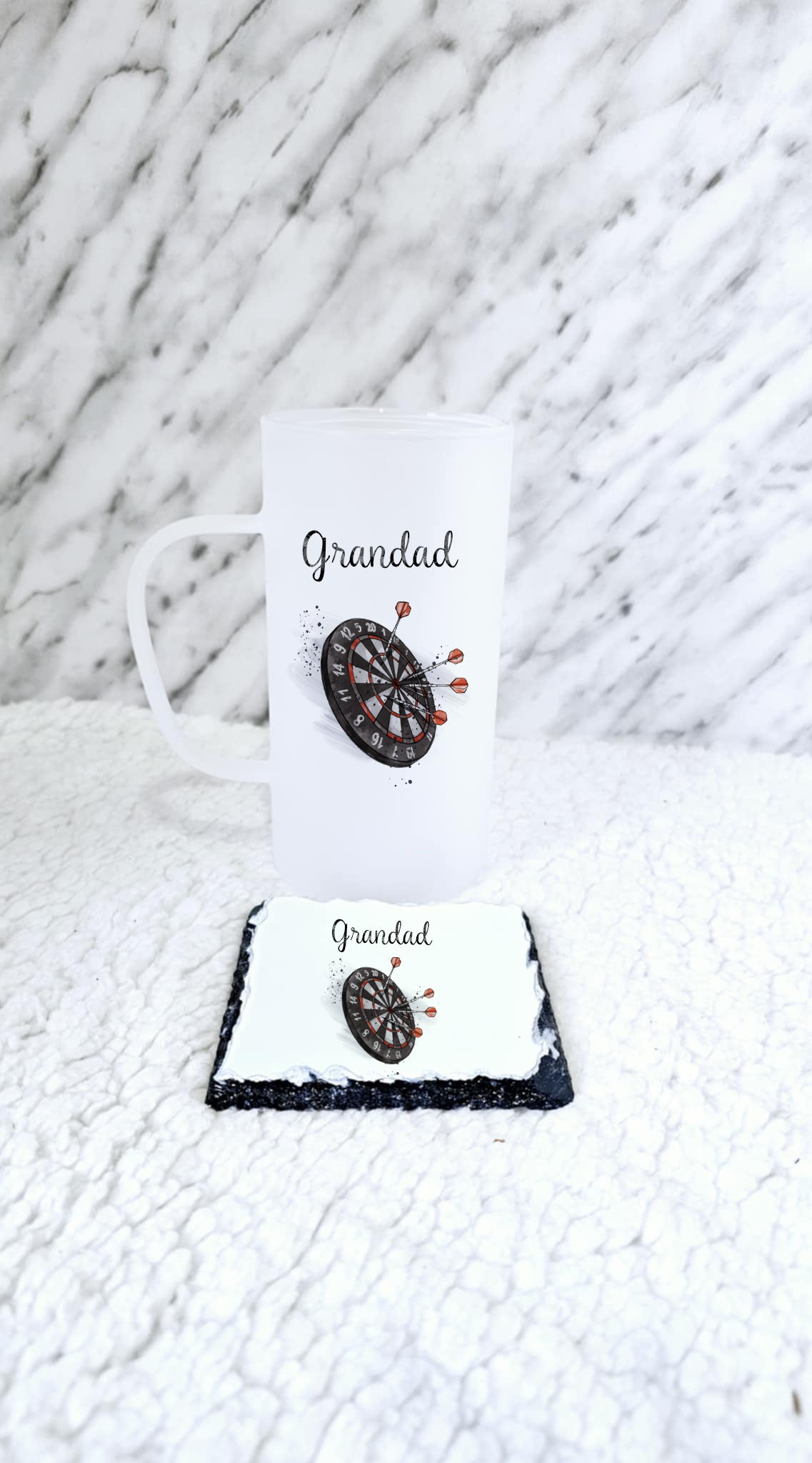 Personalised Frosted Glass Darts Stein