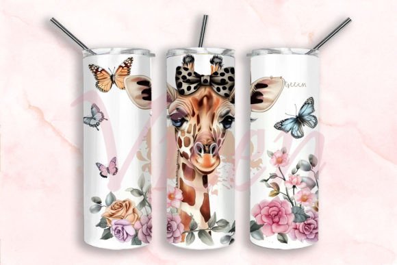 Floral Giraffe Tumbler