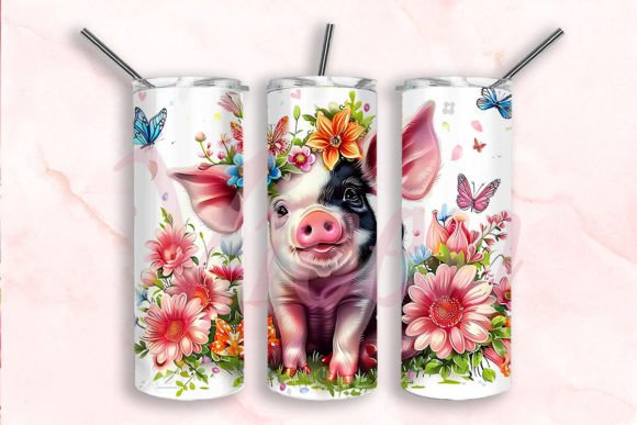Floral Pig Tumbler