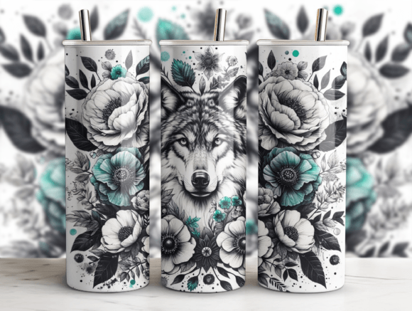 Floral Wolf Tumbler