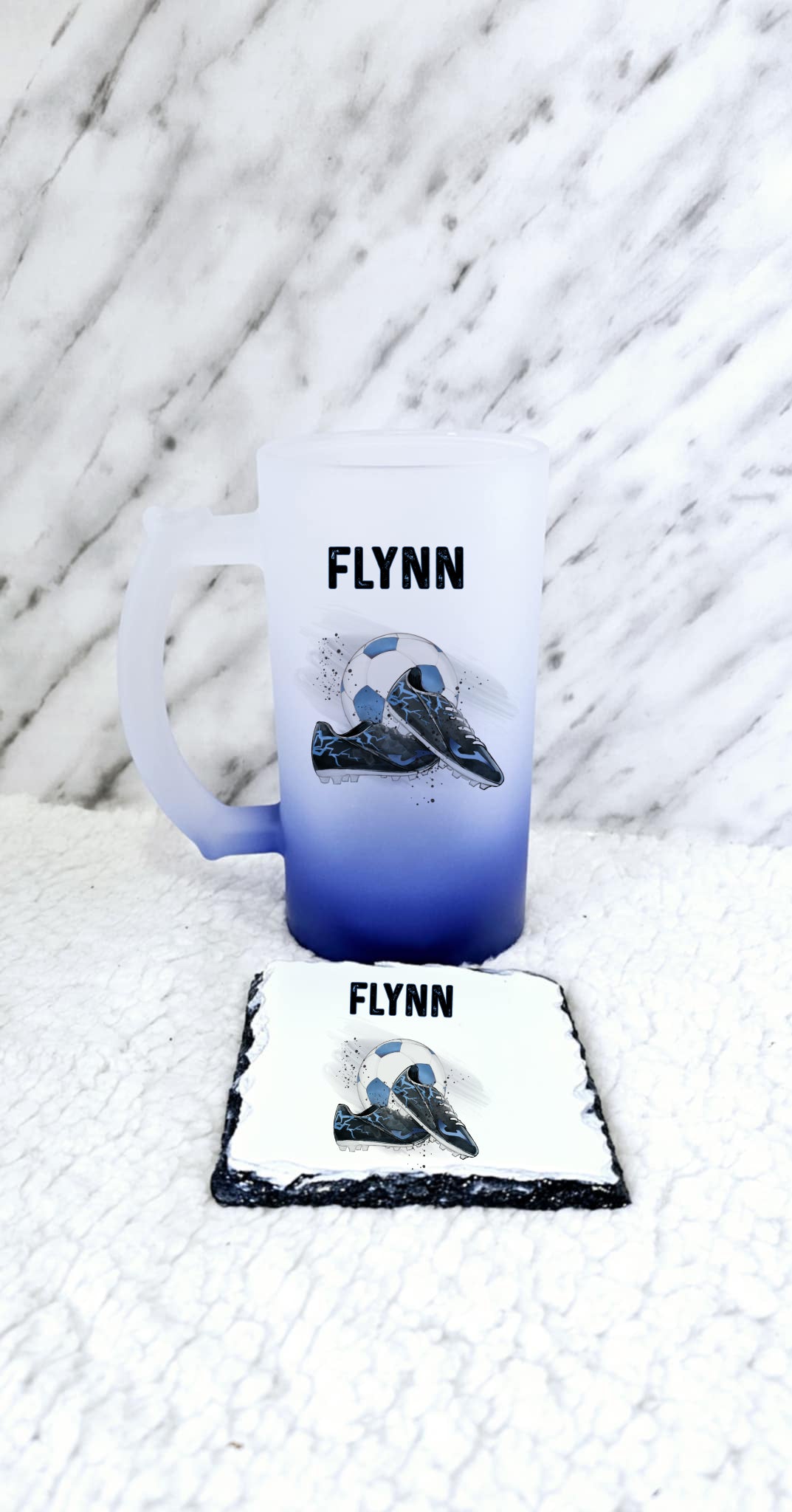Personalised Frosted Glass Football Stein