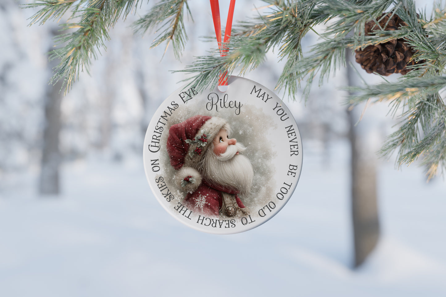 Personalised Gazing Santa Bauble