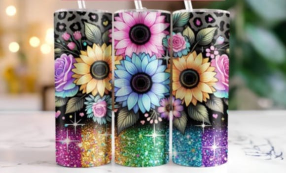 Glitter Floral Tumbler