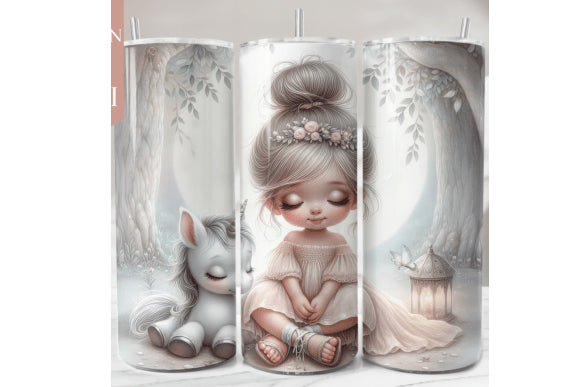 Peaceful Girl and Unicorn