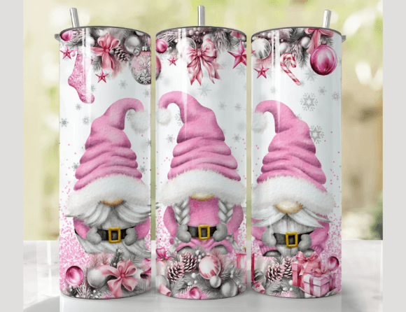 Pink Gnome Christmas Tumbler