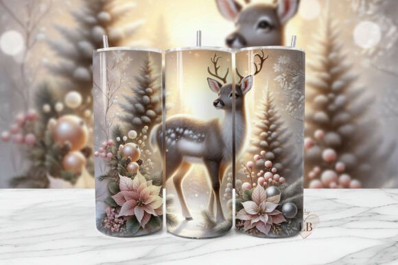Beautiful Reindeer Scene Christmas Tumbler