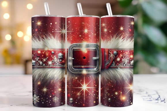 Glitter Santa Belt Christmas Tumbler