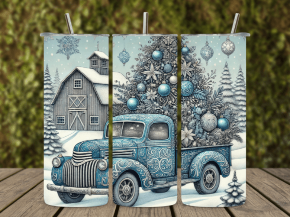 Blue Christmas Truck Tumbler