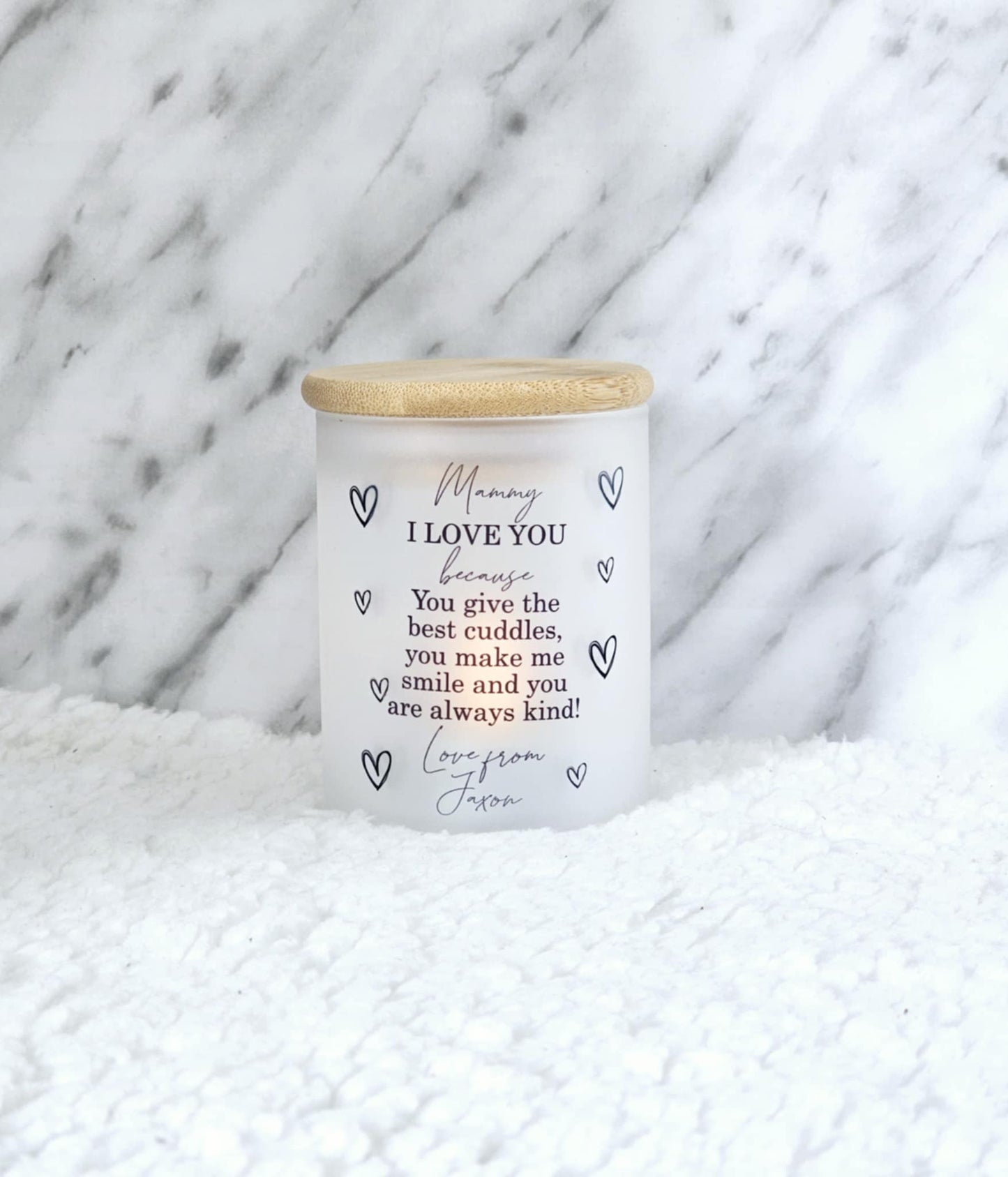 Personalised 9oz Frosted Glass Jar