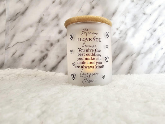 Personalised 9oz Frosted Glass Jar