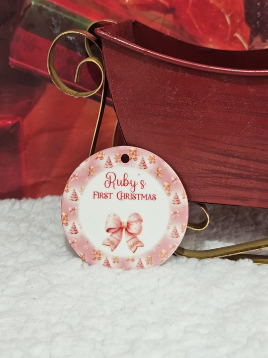 Personalised Pink Gingerbread Bow Bauble