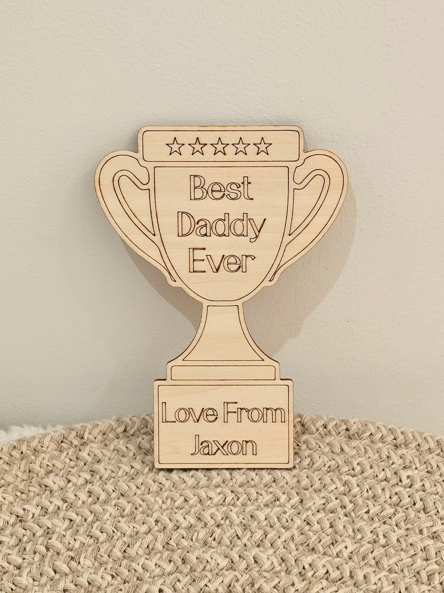 Personalised Father's Day Wooden Trophy
