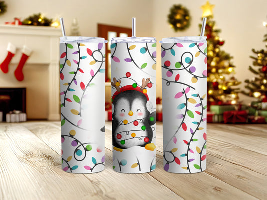 Penguin Fairy Lights Christmas Tumbler