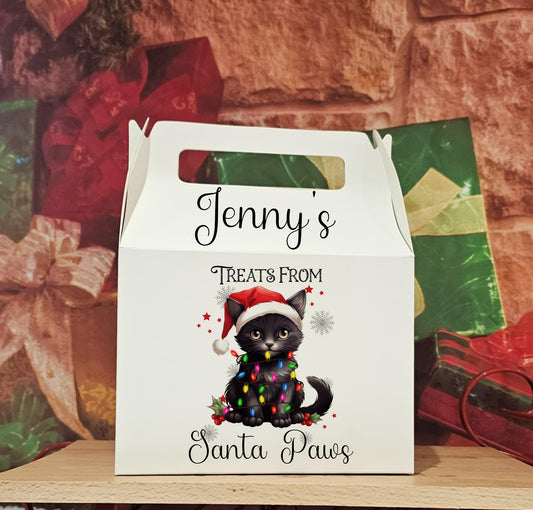 Personalised Santa Paws Cat Treat Boxes