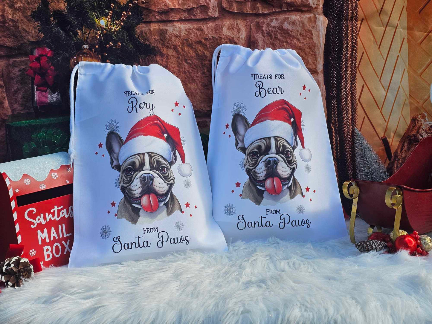 Personalised Santa Paws Dog Christmas Eve Bag