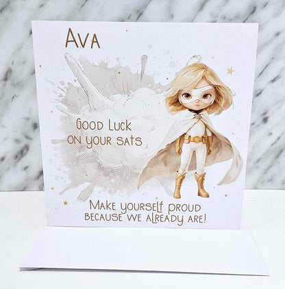 Personalised Good Luck SATs Card for Girls