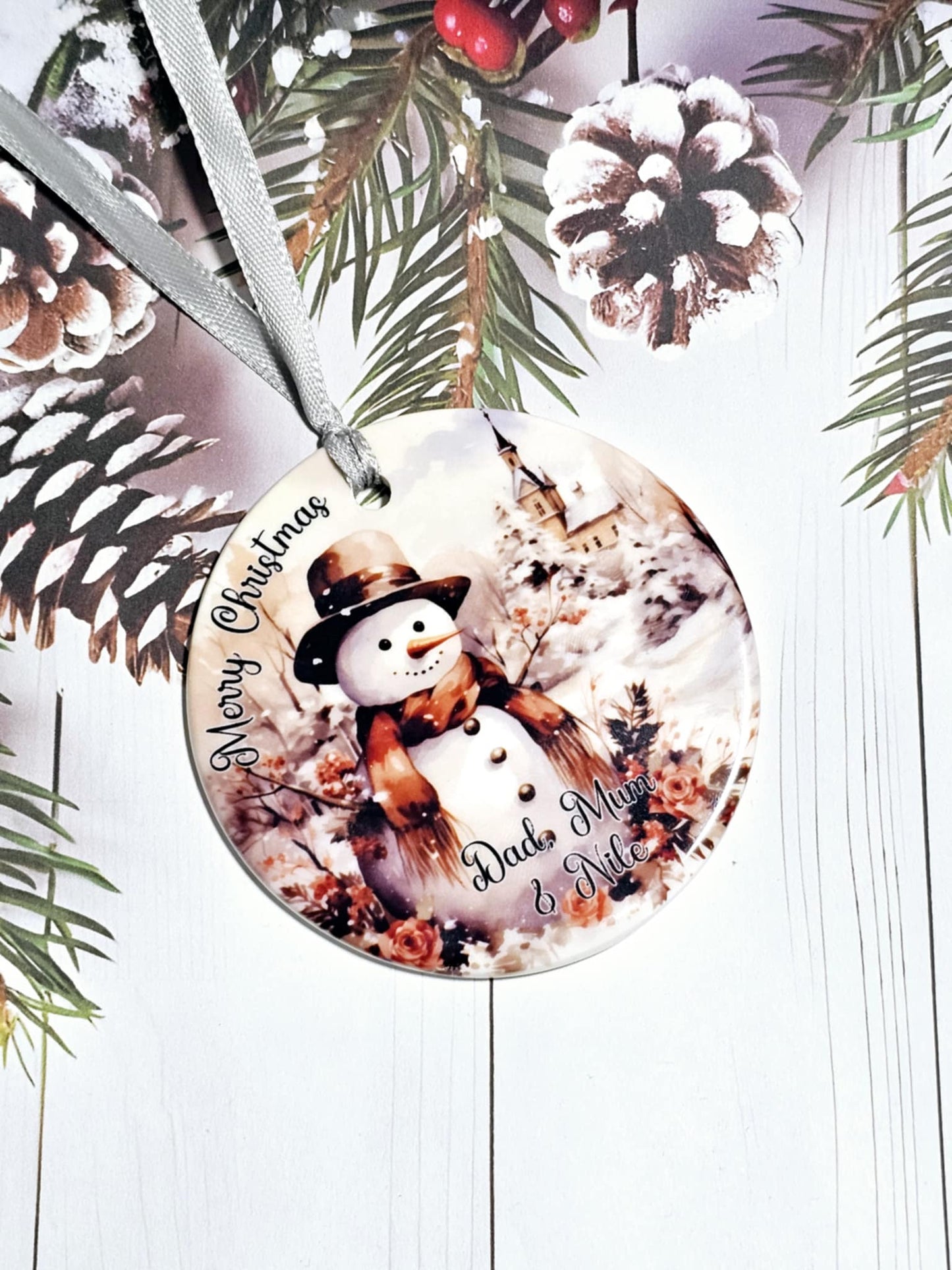 Personalised Snowman Scene Bauble