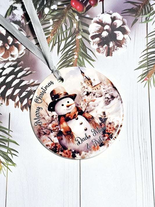 Personalised Snowman Scene Bauble