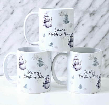 Personalised Family Christmas Mug Snowman Theme