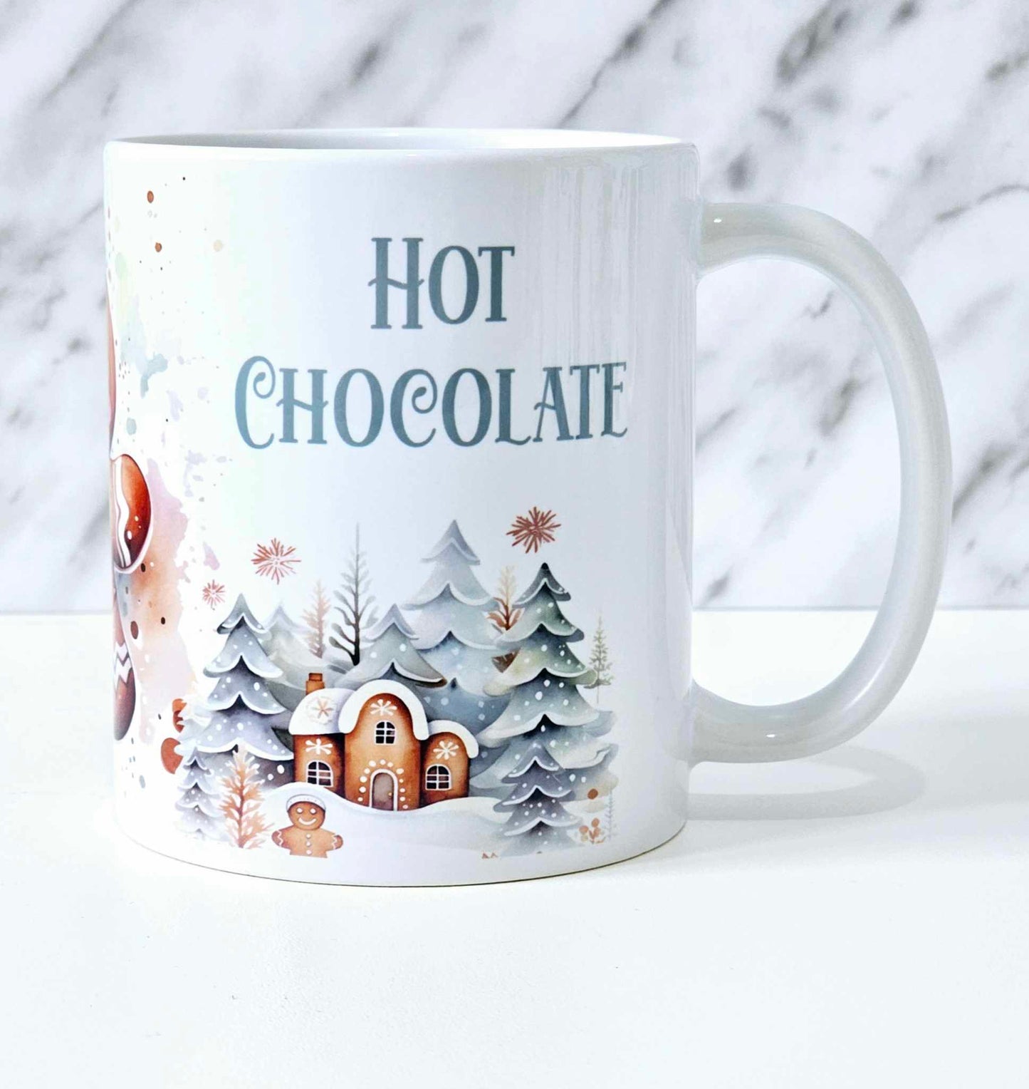 Personalised Christmas Mug Blue Gingerbread Theme