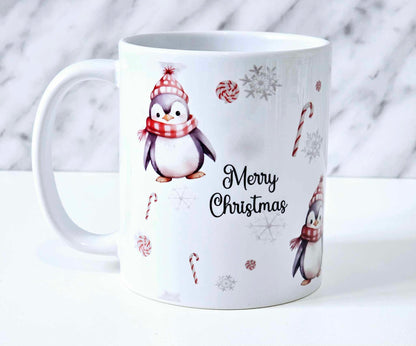 Personalised Red Penguin Christmas Mug