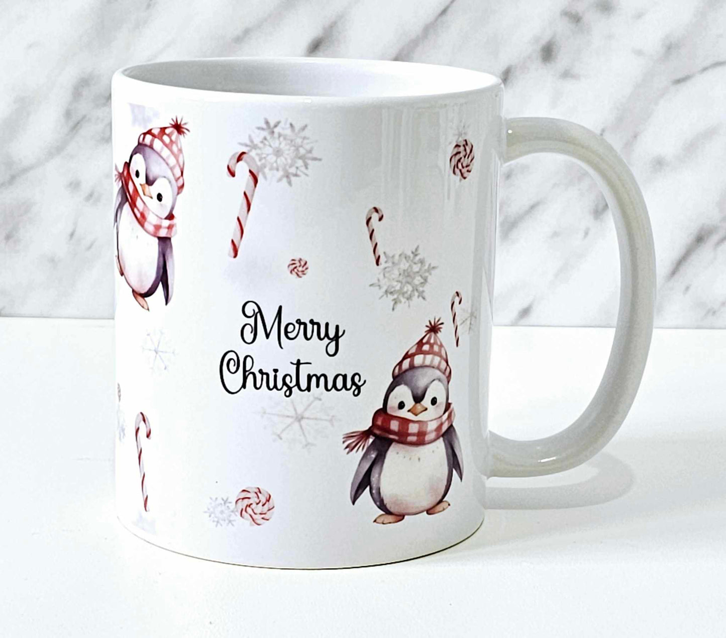 Personalised Red Penguin Christmas Mug