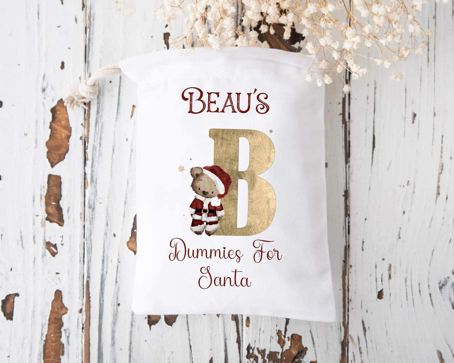 Personalised Dummies for Santa Bag Santa Bear Alphabet Theme