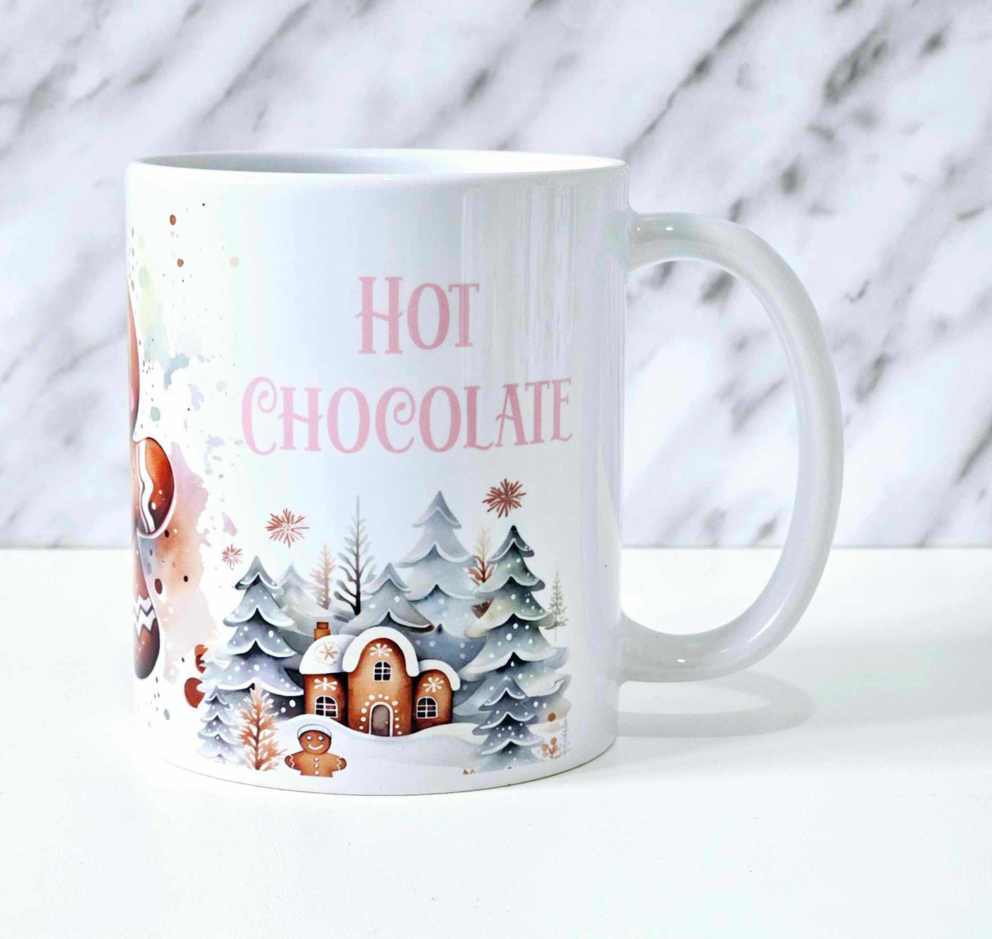 Personalised Christmas Pink Gingerbread Family Mugs