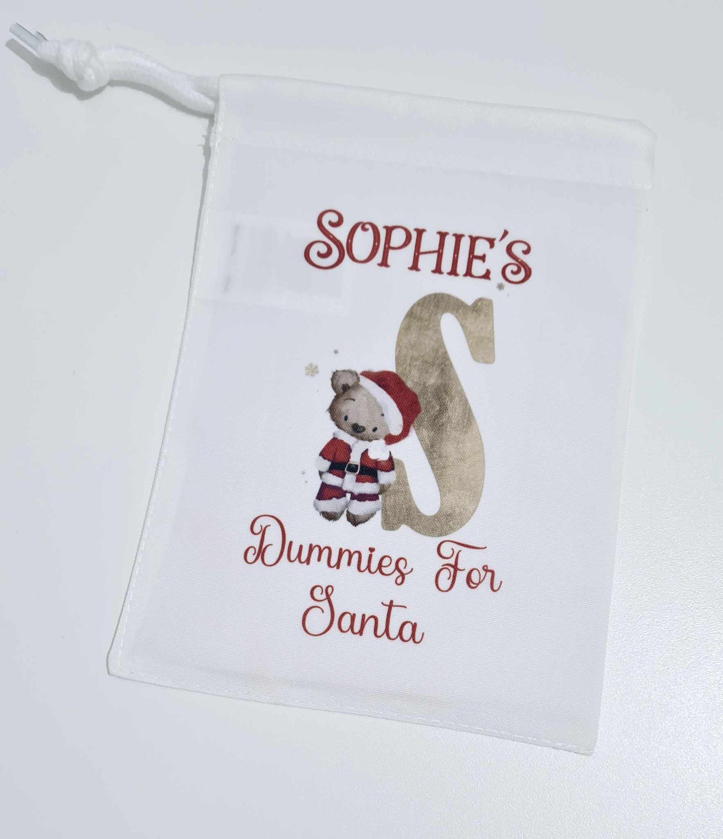 Personalised Dummies for Santa Bag Santa Bear Alphabet Theme