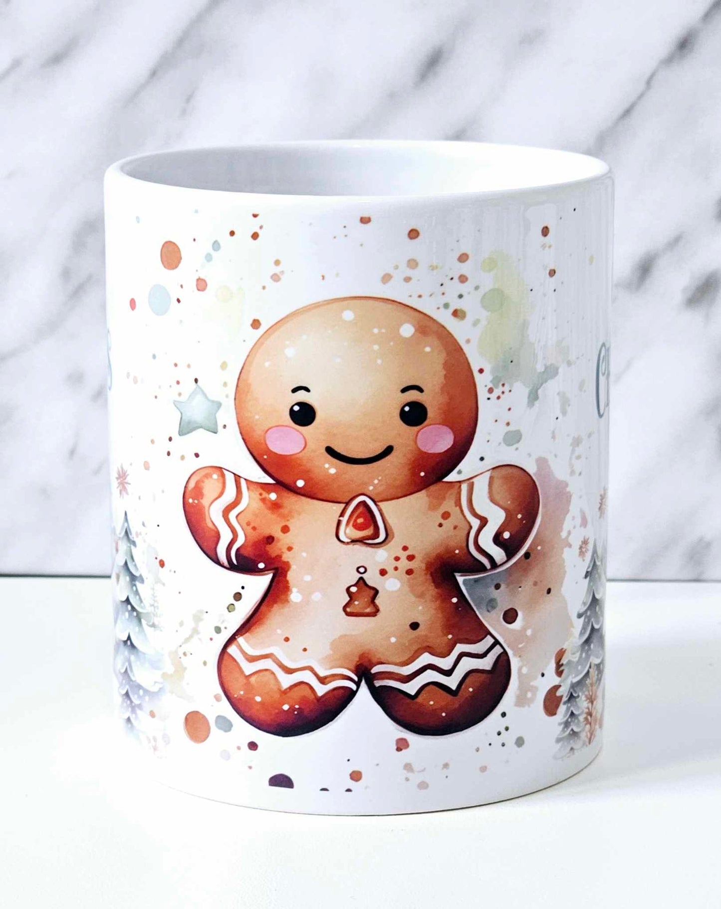 Personalised Christmas Pink Gingerbread Family Mugs