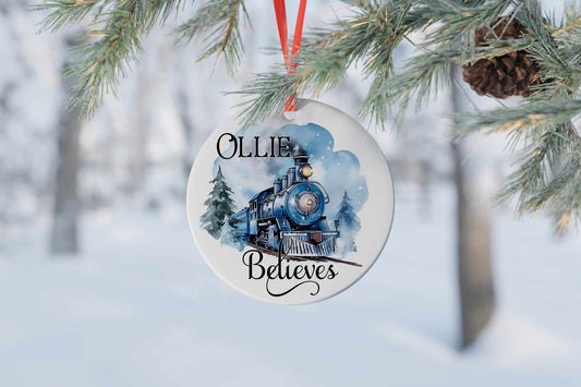 Personalised Christmas Train Bauble North Pole Express