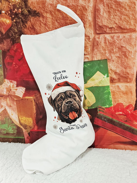Personalised Santa Paws Dog Christmas Stocking