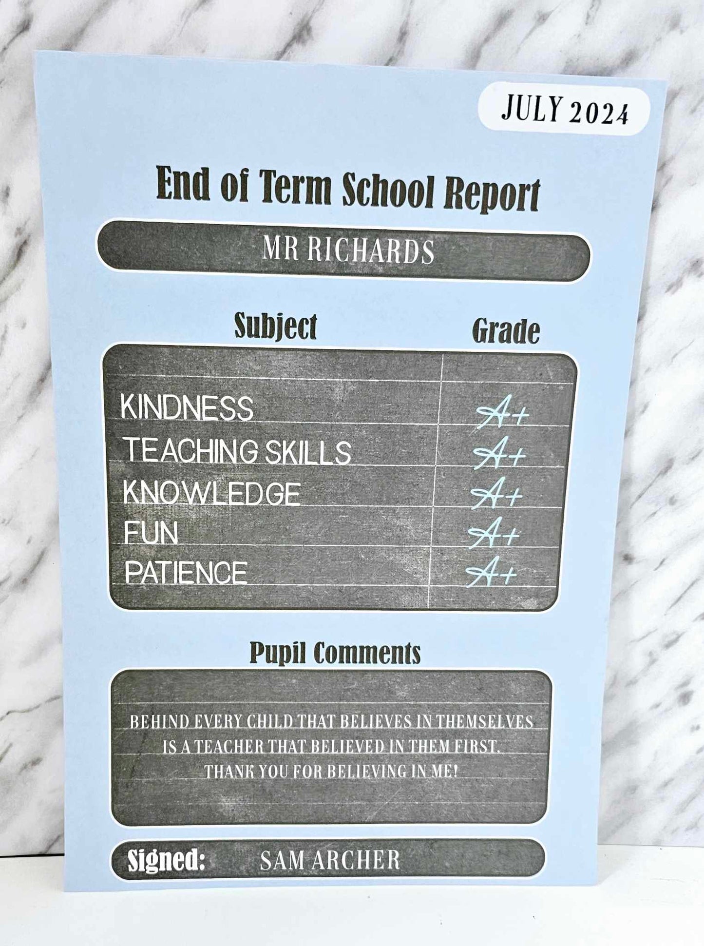 Personalised Teacher Gift End Of Term Report