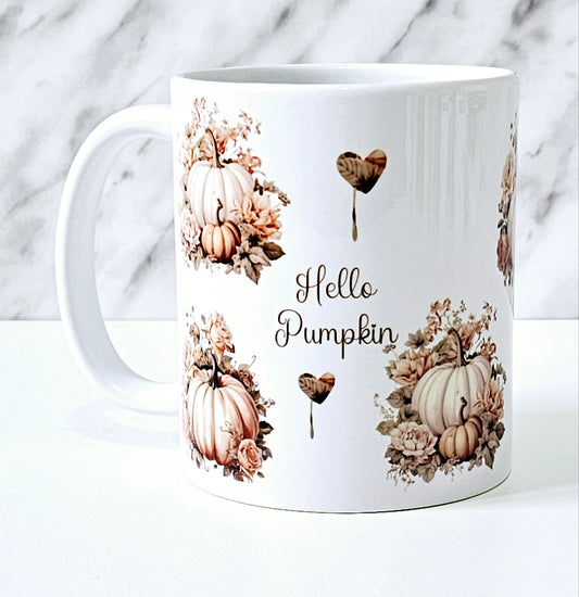 Floral Pumpkin Halloween Mug