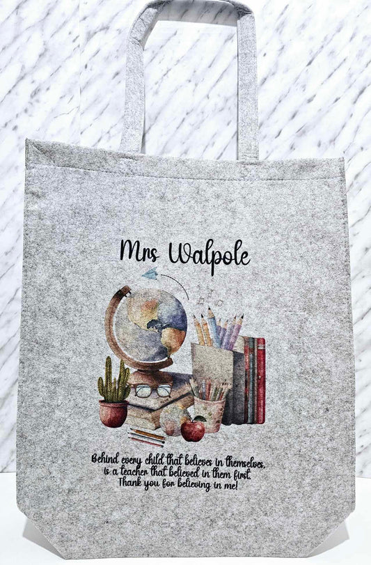 Personalised Teacher Gift Bag Felt Tote Bag