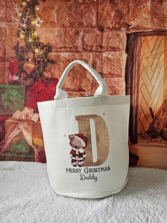 Santa Bear Alphabet Felt Trug