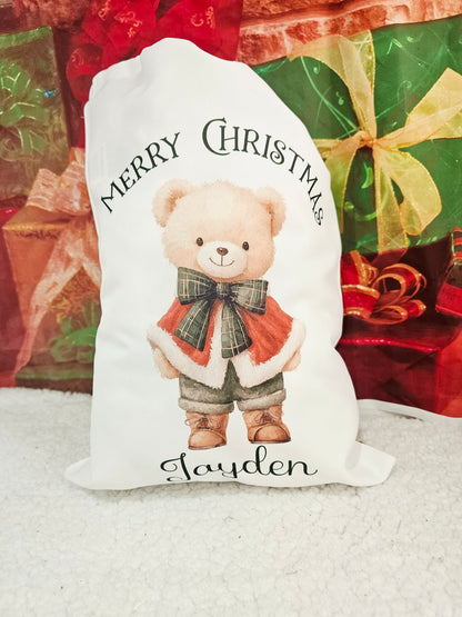 Personalised Vintage Bear Christmas Bag