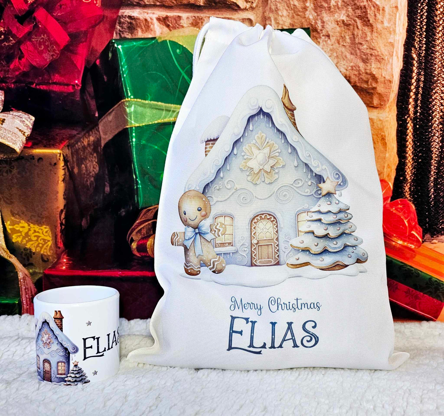 Personalised Blue Gingerbread Christmas Bundle