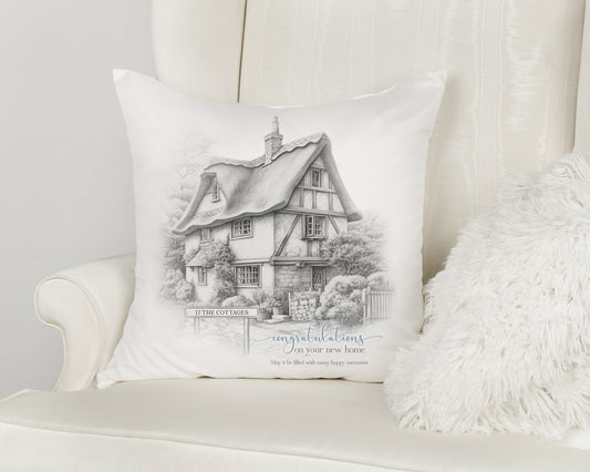 Personalised New Home Sketch Style Cushion