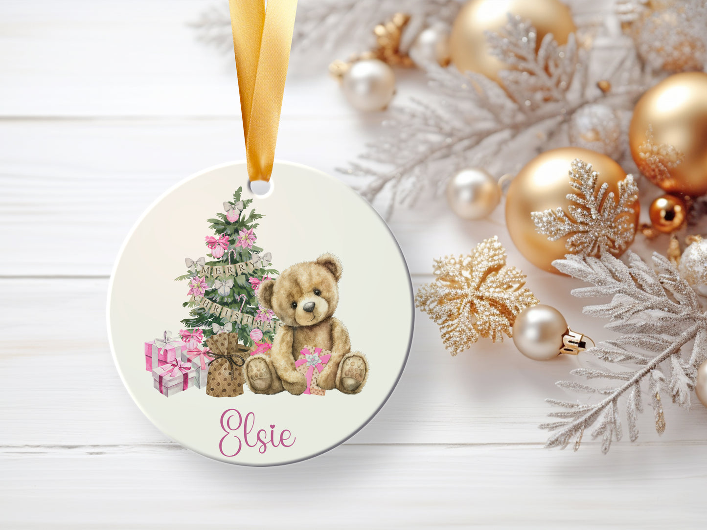 Personalised Christmas Bear Bauble